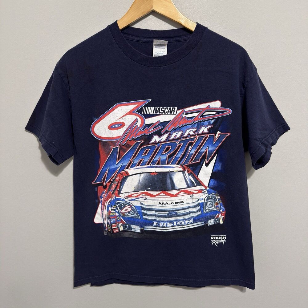 Mark Martin 6 RSS Racing Shirt Mens M Blue AAA NASCAR Auto Racing Graphic Tee